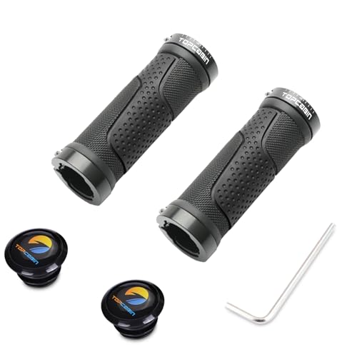TOPCABIN Bike Handlebar Grips,Short Mini Bicycle Handlebar Grips Two-Color Rubber Bike Grips Fit Many Standard Bikes 2PCS 90MM Length - color: Aluminum Double Lock - Black - 90mm
