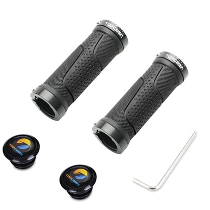 TOPCABIN Bike Handlebar Grips,Short Mini Bicycle Handlebar Grips Two-Color Rubber Bike Grips Fit Many Standard Bikes 2PCS 90MM Length - color: Aluminum Double Lock - Black - 90mm