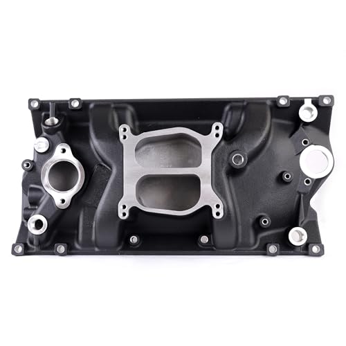 2716 52007 Dual Plane Vortec Intake Manifold for SBC 350 V8 Black - size: B-2007 Black