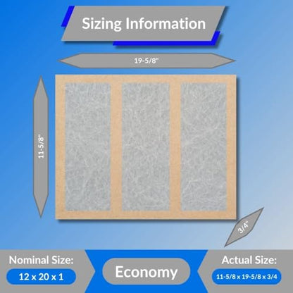 12x20x1 Fiberglass Air Filters, 6-Pack, AC & Furnace, Glasfloss - size: 12x20x1
