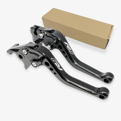 R1 Short Clutch Brake Levers for Yamaha YZFR1 1999-2024 YZF R1 R1M RS 2016 Motorcycle Accessories Adjustable Control Handles (Black_Glossy, YZF R1 2002-2003) - color: BLACK_GLOSSY, size: YZF R1 2002-2003