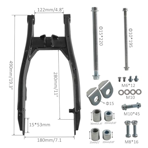 Front Motorcycle Tire 60/100-14 & Rear Knobby Tire 80/100-12 Disc Brake Wheel Rim, 15mm Bearing & 14'' Rear Swing Arm & Front Fork 45mm/48mm for Pit Dirt Bike 110cc 125cc 140cc - size: Front 14 + Rear 12