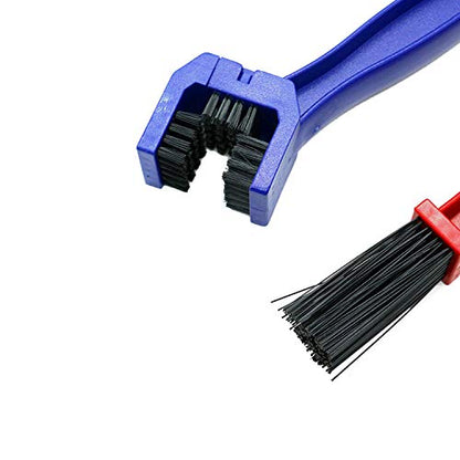 Bike or Motorcycle Chain Washer, Cleaning Brush 2 Pcs (Color, Blue and Red)