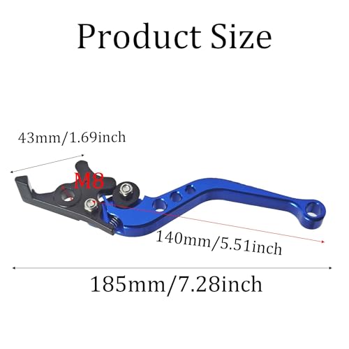 1 Pair Blue Motorcycle Brake Clutch Levers, CNC Aluminum Alloy Handle Set for Scooter Motorbike, Adjustable Replacement Parts - color: Blue