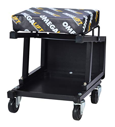 Omega Lift 91305 2-in-1 Mechanics Creeper Seat/Step Stool, 7.88'' Height, 17.72'' Width, 15.75'' Length, Black