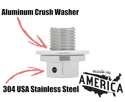 Votex - Made in USA - M12 x 1.25MM Engine Oil Drain Plug, Stainless Steel, fits Infiniti, Lexus, Nissan, Toyota - Stainless Steel - Part Number NODP006 - size: M12-1.25 Non-Magnetic Oil Drain Plug