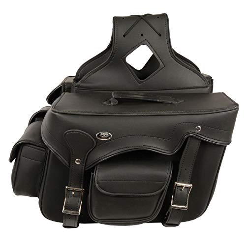 Milwaukee Leather PVC 2-Strap Throw-Over Easy Zip off and off Motorcycle Saddlebags - LG - color: SH666ZB-BLACK, size: Large