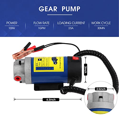 Vevitts Engine Oil Pump, Portable Electric Self-Priming Motor Oil Pump for Car Motorcycle and Boat Engine Oil Transfer Change Pump 12V 100W