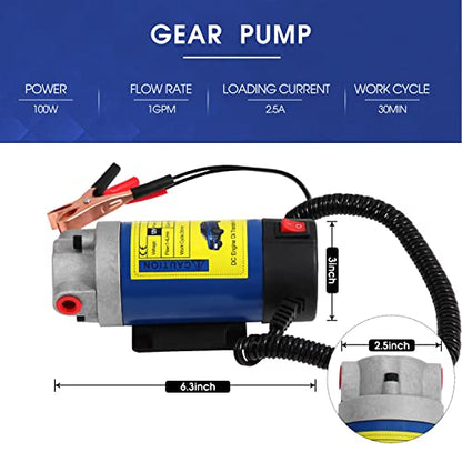 Vevitts Engine Oil Pump, Portable Electric Self-Priming Motor Oil Pump for Car Motorcycle and Boat Engine Oil Transfer Change Pump 12V 100W