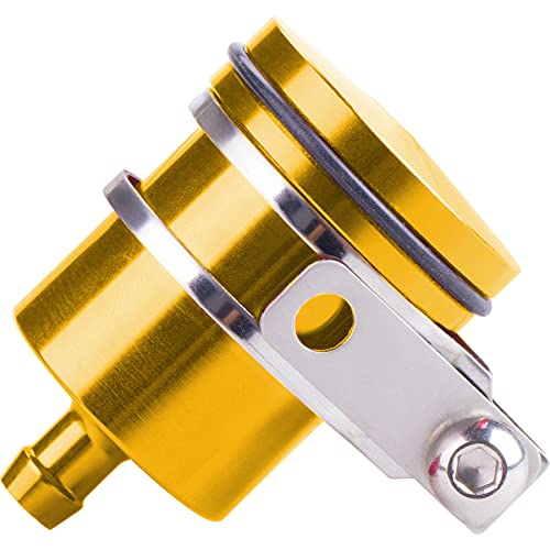 Universal Motorcycle Aluminum Brake Fluid Reservoir Oil Cup Fit For Yamaha Kawasaki Honda Suzuki BMW and more (Gold) - color: gold