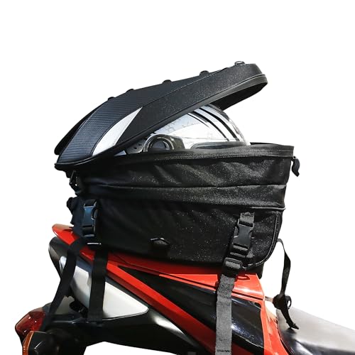 MZS Motorcycle Tail Bag, 22-38L Expandable Dual Use Storage Black - size: 38L