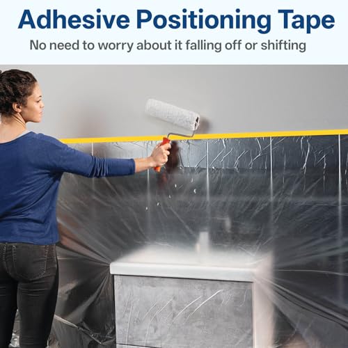 10 Rolls 5Ft x 65Ft Painters Plastic with Tape Pre-Taped Masking Film