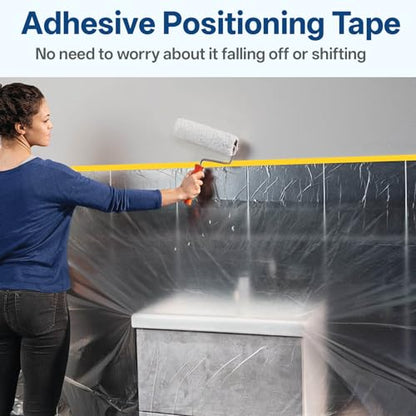 10 Rolls 5Ft x 65Ft Painters Plastic with Tape Pre-Taped Masking Film