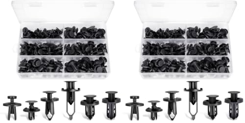 Ginsco 102pcs 6.3mm 8mm 9mm 10mm Bumper Push Fasteners Rivet Clips Expansion Screws Replacement Kit (Pack of 2) - size: 102 Piece Set (Pack of 2)