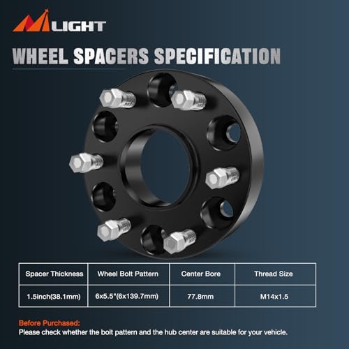 Nilight 6x5.5 Wheel Spacers for 2019-2024 Ram 1500, 4PCS - size: 2019-2024 Ram 1500-1.5inch