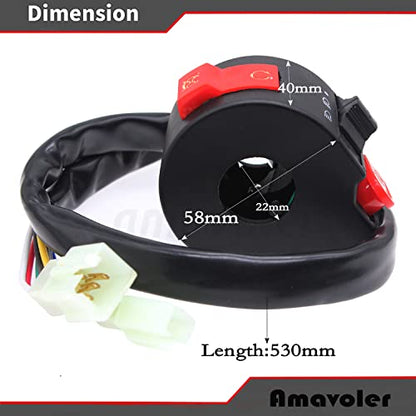 Left Starter Kill Light Switch Assembly 8 Wire 3 Function Male Plugs Fit for 50cc 70 cc 90cc 110 cc 125cc 150cc ATVs Quad 4 Wheeler SunL Coolster.