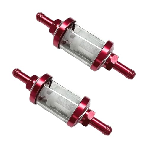 YoRise 2PCS 5/16" Car Fuel Filter (Red) - color: Red