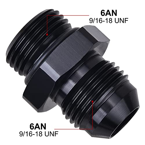 EVIL ENERGY 6AN Flare to 6AN ORB Male 2PCS Fuel Rail Adapter Fitting Black - size: 6AN ORB to 6AN