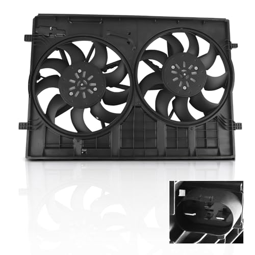 maXpeedingrods 4 Pins Dual Radiator Cooling Fan Assembly w/Shroud for Volkswagen Atlas 2018-2020, Atlas Cross Sport 2020, 3QG121207 3QF121207 3QF959455C 3QF959455B - size: 3QF959455B