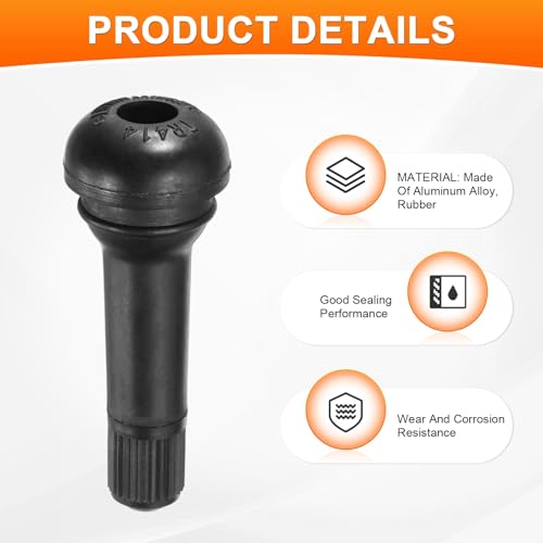 PATIKIL 2 Inch TR413 Tire Valve Stem, 20 Pack Universal Metal Rubber Snap-in Valve Stems for Cars Trucks Trailers ATVs Motorcycles, Black - size: 2"