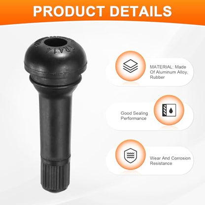 PATIKIL 2 Inch TR413 Tire Valve Stem, 5 Pack Universal Metal Rubber Snap-in Valve Stems for Cars Trucks Trailers ATVs Motorcycles, Black - size: 2"