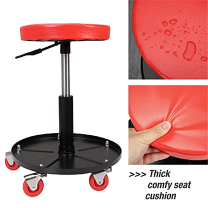 Big RED Pneumatic Rolling Mechanic Stool, Low Profile - style: 6201