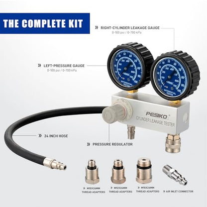 Cylinder Leak Tester Kit with Dual-Gauge, Engine Leak Detector Kit - color: Cylinder Leak Tester Kit