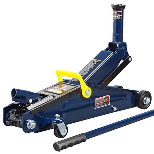 Big RED AT83006UR Torin Hydraulic Trolley Service/Floor Jack with Extra Saddle (Fits: SUVs and Extended Height Trucks), 3 Ton (6,000 lb), Blue/Silver - size: 3t