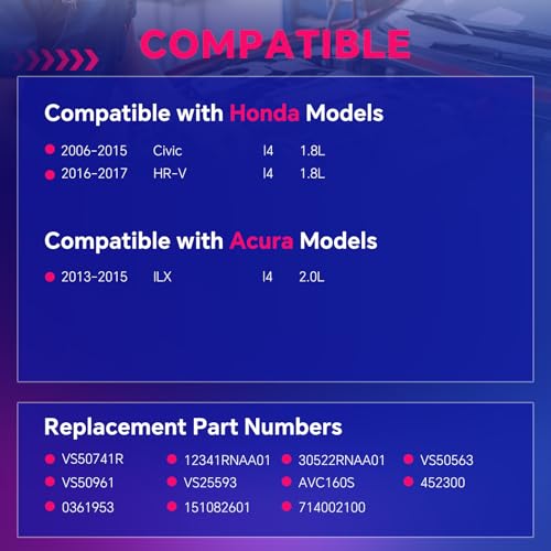 VS50741R Valve Cover Gasket for Honda Civic 1.8L 2006-2015 HR-V 1.8L 2016-2017, for Acura ILX 2.0L 2013-2015, Gasket Set Replace VS50563,12341RNAA01,30522RNAA01,VS50741R - size: VS50741R