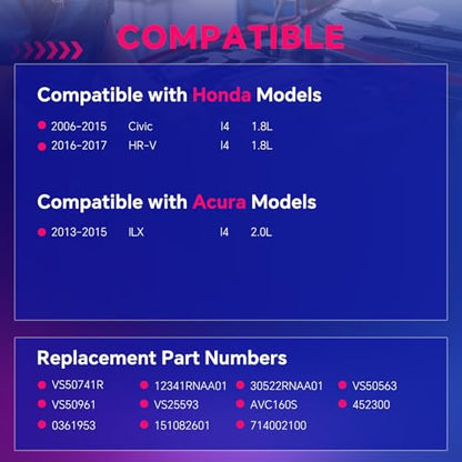 VS50741R Valve Cover Gasket for Honda Civic 1.8L 2006-2015 HR-V 1.8L 2016-2017, for Acura ILX 2.0L 2013-2015, Gasket Set Replace VS50563,12341RNAA01,30522RNAA01,VS50741R - size: VS50741R