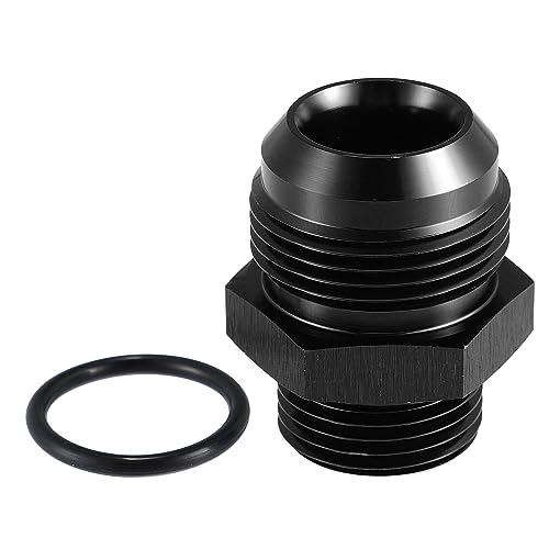 X AUTOHAUX 16AN Flare to 12AN ORB O Ring Port Male Fuel Pump Rail Adapter Fuel Fitting Adapters for Car Aluminum Alloy Black