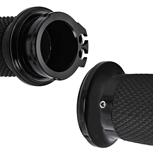 1" Motorcycle Handlebar Grips Non-Slip Hand Grips Rhombus Rubber Universal Fits for Harley Kawasaki Yamaha Suzuki - style: Black-01