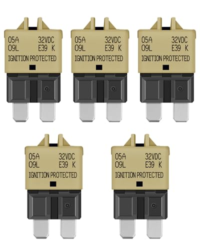 LENKRAD Automotive 5 Amp ATC/ATO Resettable Fuse 5A Manual Reset Standard Blade 5Amp Fuses Manual-Reset Circuit Breaker 5A for Car Truck RV Automotive Marine Boat Trolling Motorhome, 5 Pack… - color: E39-5A-5 Pack
