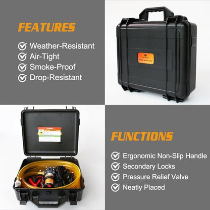 12V Fuel Transfer Pump Set,75W Gasoline Transfer Pump Moves 110 Gallons Of Gas Per Hour, with High Elastic Fuel Pipe & 2 Power Cables, Great for Vehicles, Boats, Equipment (110GPH-SET) - color: 110GPH-SET