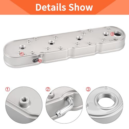 Cast Aluminum Valve Covers with Coil Mounts - color: Sliver, size: GM LS 293 325 376