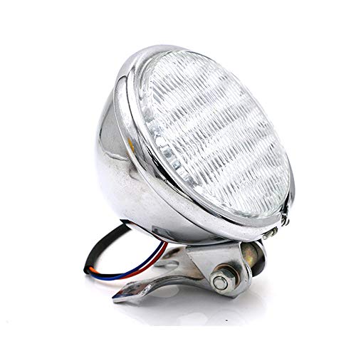0014 5'' 12v LED Metal Motorcycle High/Low Beam Bulb Headight for Chopper Bobber Cruiser Chrome - color: chrome