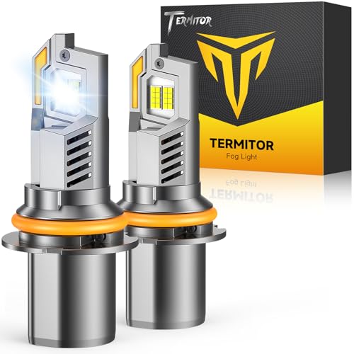 Termitor 9004 HB1 Bulbs Hi/Low Beam, 50,000LM 6500K White Brightness, True 1:1 Halogen Size, 85000+ Hours Lifespan, 3 Min Plug-N-Play 9004 Fog Lights with Cooling Fan, Pack of 2 - color: 9004-HB1
