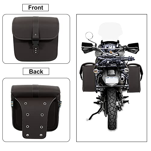 Motoforti Pair Motorcycle Saddlebag Side Tool Bags Cycling Luggage Bag Waterproof Quick Release Buckles - color: Dark Brown