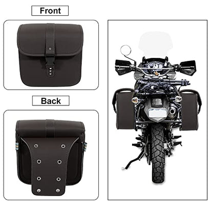 Motoforti Pair Motorcycle Saddlebag Side Tool Bags Cycling Luggage Bag Waterproof Quick Release Buckles - color: Dark Brown
