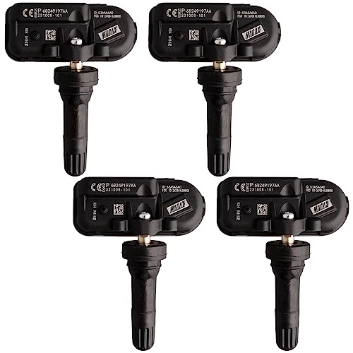 4Pcs TPMS Tire Pressure Monitoring System Sensor 434 MHz OBD/Auto Re-learn Adaptation Compatible with RAM1500/2500/3500 DS&DX Jeep Chreokee Snap in Replaces 68249197AA 68249200AA 68249201AA - color: TPMS-68249197AA