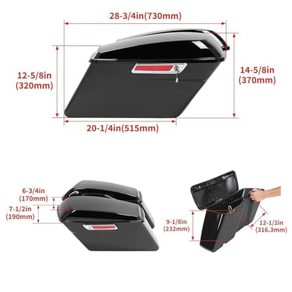 ECOTRIC Hard Saddlebags Trunk W/Latch keys Compatible with 2014-up Harley Touring Road King Electra Glide Street Glide Road Glide Ultra Classic Painted Hard Saddle bags