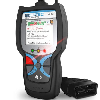 BLCKTEC 420 Bluetooth OBD2 Scanner Diagnostic Tool - Vehicle Code Reader for Car - Clears Check Engine Light - Comes with Premium OBD App On IOS & Android - Works For All Cars 1996 & Newer - size: 1.8 inches