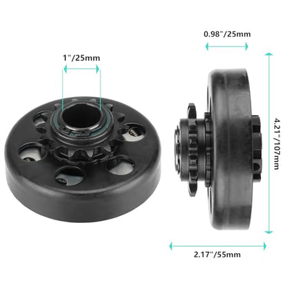 Go Kart Clutch 1" Bore 14T with 3 Feet #40/41/420 Chain, Centrifugal Clutch Fit for Minibike Mini motorcycles 2-6.5HP 212cc Engines, Up to 2300 RPM - size: 1" Bore 14T with Chain