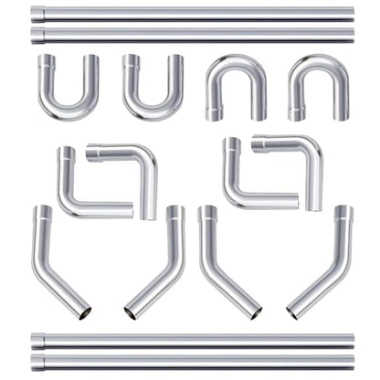 A-KARCK Mild Steel Mandrel Bends 16 Pcs, 2 Inches DIY Custom Exhaust Tubing Pipe Straight & U-Bend Kit, Universal Fit - size: 2 inch 16 piece Kit, style: Mild Steel