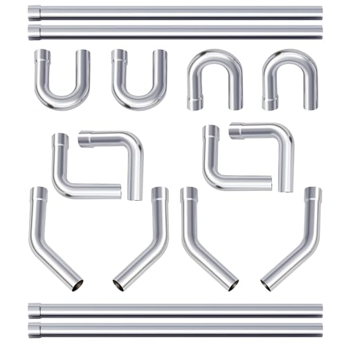 A-KARCK Mild Steel Mandrel Bends 16 Pcs, 2 Inches DIY Custom Exhaust Tubing Pipe Straight & U-Bend Kit, Universal Fit - size: 2 inch 16 piece Kit, style: Mild Steel