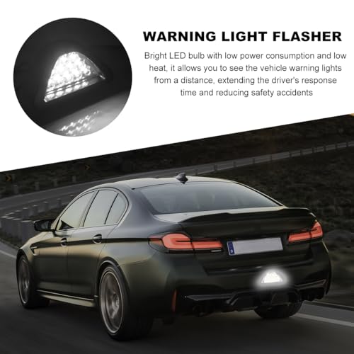 Car F1 Style Brake Light, 12V Super Bright Waterproof Triangle Rear Fog LED Lights Tail Flash Lamp, F1 Style Warning Strobe Third Stop Light for Motorcycle ATV Truck SUV (White) - color: White