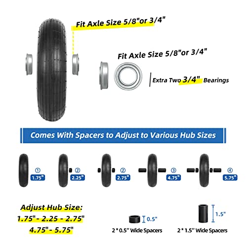 GICOOL 4.00-6 Pneumatic Tire and Wheel, for Wheelbarrows Graden Cart - color: Black