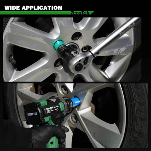 TecoTek 8PCS 1/2" Drive Lug Nut Socket Set, Metric 15 17 19 21 22 MM & SAE 13/16 7/8 in. Wheel Socket Set, Lug Nut Removal Tool, Thin Wall Lug Nut Sockets with Colored Protective Covers