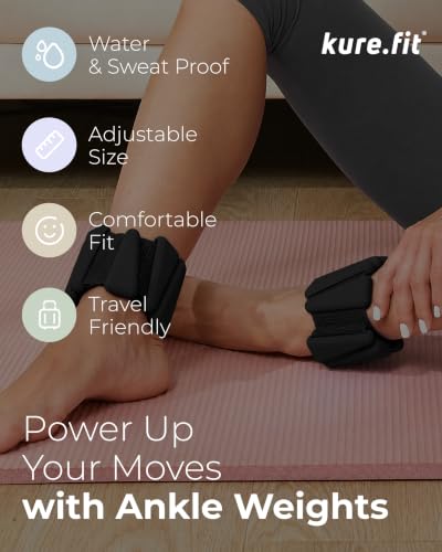 Pilates Wrist & Ankle Weights | Adjustable Weighted Bangles | 1/2/3LB Each - color: Black, size: 3 LB