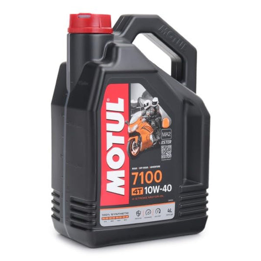 Motul 7100 4T 10W-40 Full Synthetic Motorcycle Oil - Ester Technology - API SP JASO MA2 Wet Clutch Safe - Engine and Gearbox Protection for Street Sport Adventure 4L - color: 10W-40, size: 4L